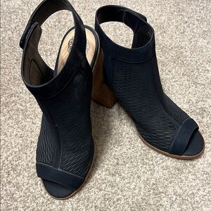 Vince Camuto navy blue  Heeled Boots with Peep-Toe Design